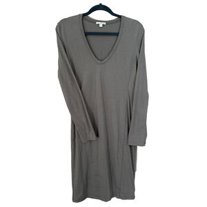 Standard James Perse Long Sleeve Midi Dress Siq Olive Green Minimalist Women's L